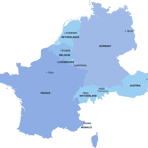 Western-Europe digital map