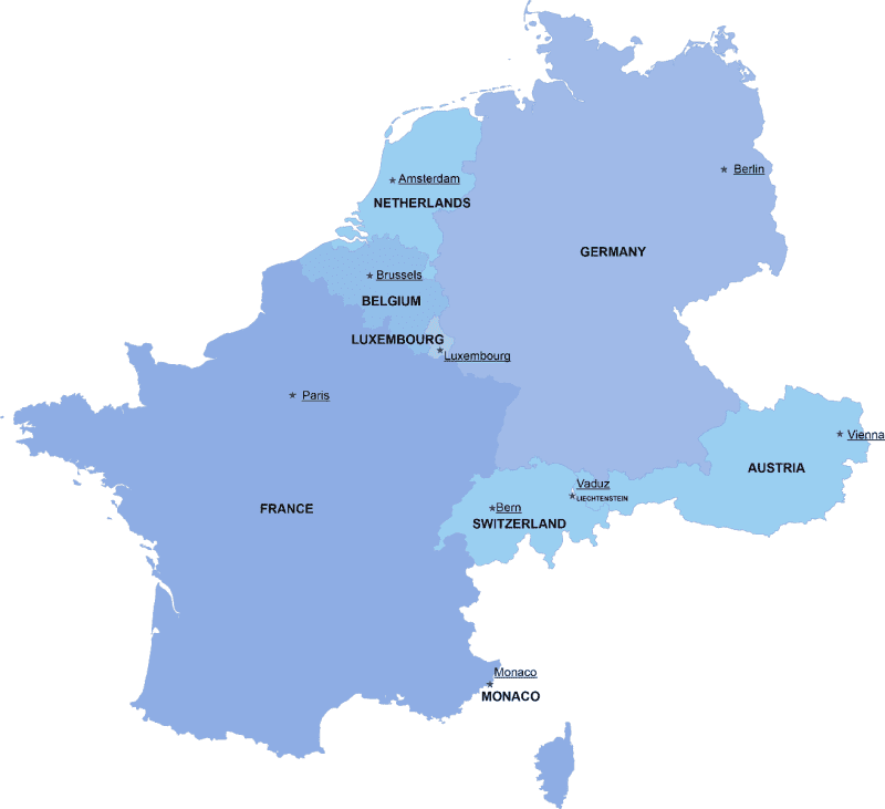 Western-Europe digital map