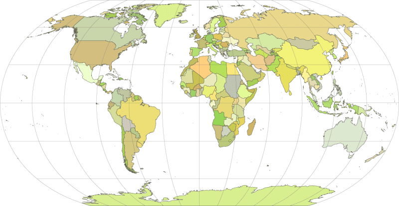 Vector World Map Robinson Projection