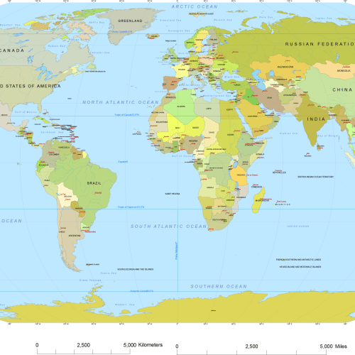 Vector World Map With Names