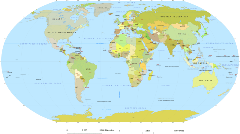 Vector World Map With Names