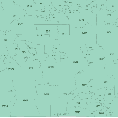 Wyoming ZIP Code Map Basic