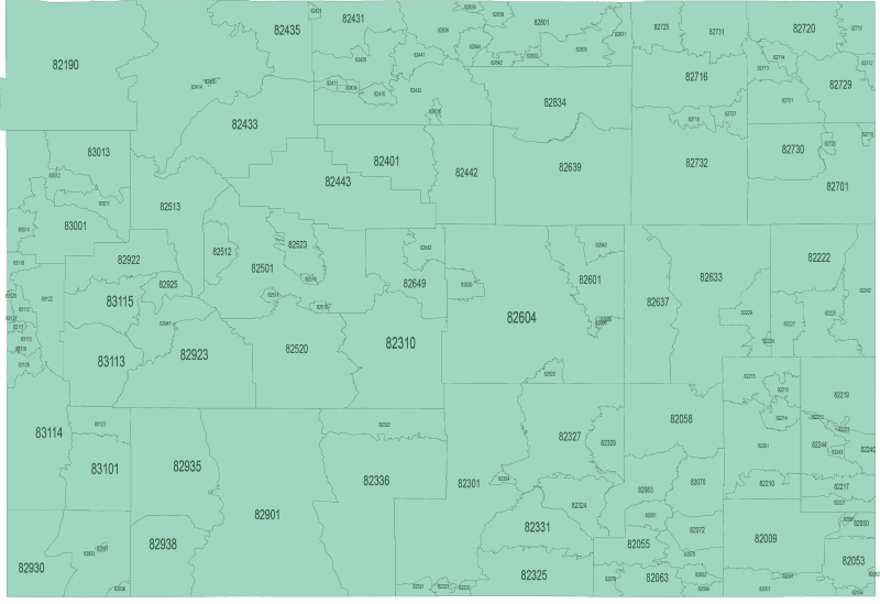 Wyoming ZIP Code Map Basic