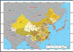 China political map. Route, main cities, divisions