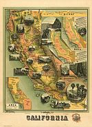 California old map. 1885. Screen resolution. NON vector image.