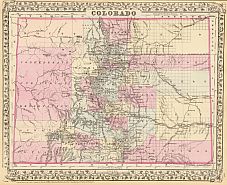 Colorado antique map. 1880. Screen resolution. NON vector image