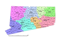 Your-Vector-Maps.com Detail of Counties vector map of Connecticut, county seat map