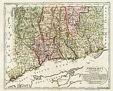 Connecticut antique map. 1796. Non vector map. JPG image