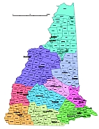 Your-Vector-Maps.com New Hampshire subdivision map, County seats of NH
