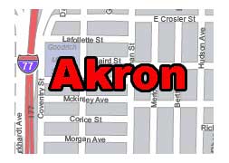 Akron city printable map. Akron zip code map. 7 MB CS5 version