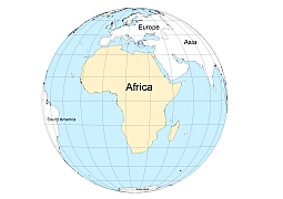 Africa on the Globe.Outline map