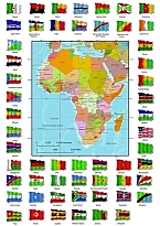 Africa political map with individual flags