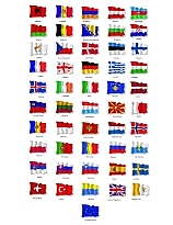 Europe's countries waving flags