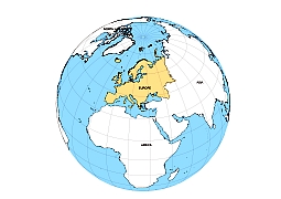 Europe on the Globe.Outline map