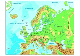 Europe continent geographic map