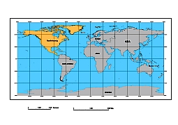 World continents map.America centered.