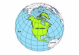 North America on the Globe.Outline map