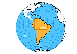 South America on the Globe.Outline map