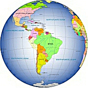 Your-Vector-Maps.com South America continent Globe on gradient background