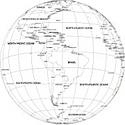 South America centered B&W Globe