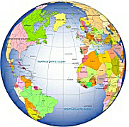 North Atlantic centered Globe on gradient background