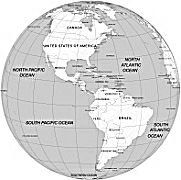 America continent centered Globe on grayscale background