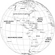 America centered B&W Globe