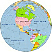 Globe view from space North-America continent centered
