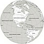 Your-Vector-Maps.com North America continent Globe on grayscale background