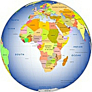 Africa centered Globe on gradient background