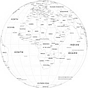 Africa centered B&W Globe