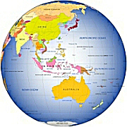 Your-Vector-Maps.com Southeastern Asia centered Globe from space on gradient background