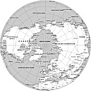 Northern hemisphere with country and ocean name