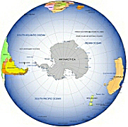 South Pole centered Globe from space with graticules