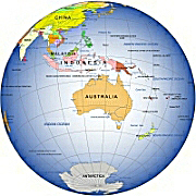 Your-Vector-Maps.com Australia centered Globe view from space on gradient background