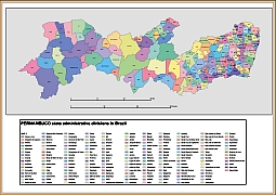 Map of Pernambuco state in Brasil