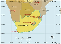 South Africa colored contour map