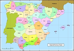 Mapa de las provincias de España.