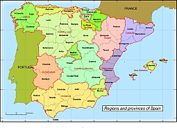 Mapa de las autonomías de España.