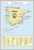 Ports map of Spain