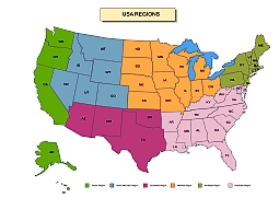 Your-Vector-Maps.com Regions of USA. Vector map.