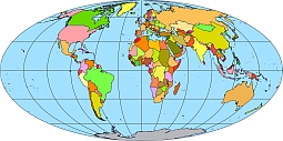 World map. Mollweide projection, colored. ai, cdr, pdf, eps, wmf, svg file
