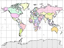 Your-Vector-Maps.com Colored world map with reference lines.