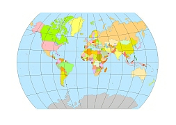 Van der Grinten projectioned vector world map.