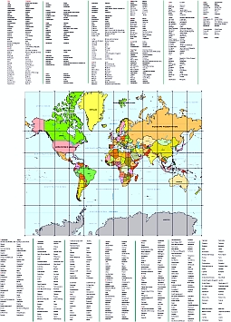 List and map of world capitals by countries