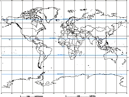 World map. Outline. Miller projections.