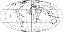 Ellipsoid world outline map.