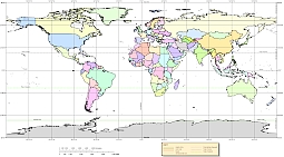 Your-Vector-Maps.com Rectangle world map with geogrid and scalbar.