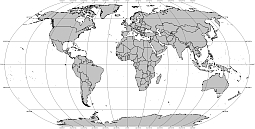 Oval world map with georeference lines
