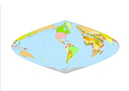 America centered Sinusoidal projectioned vector map.